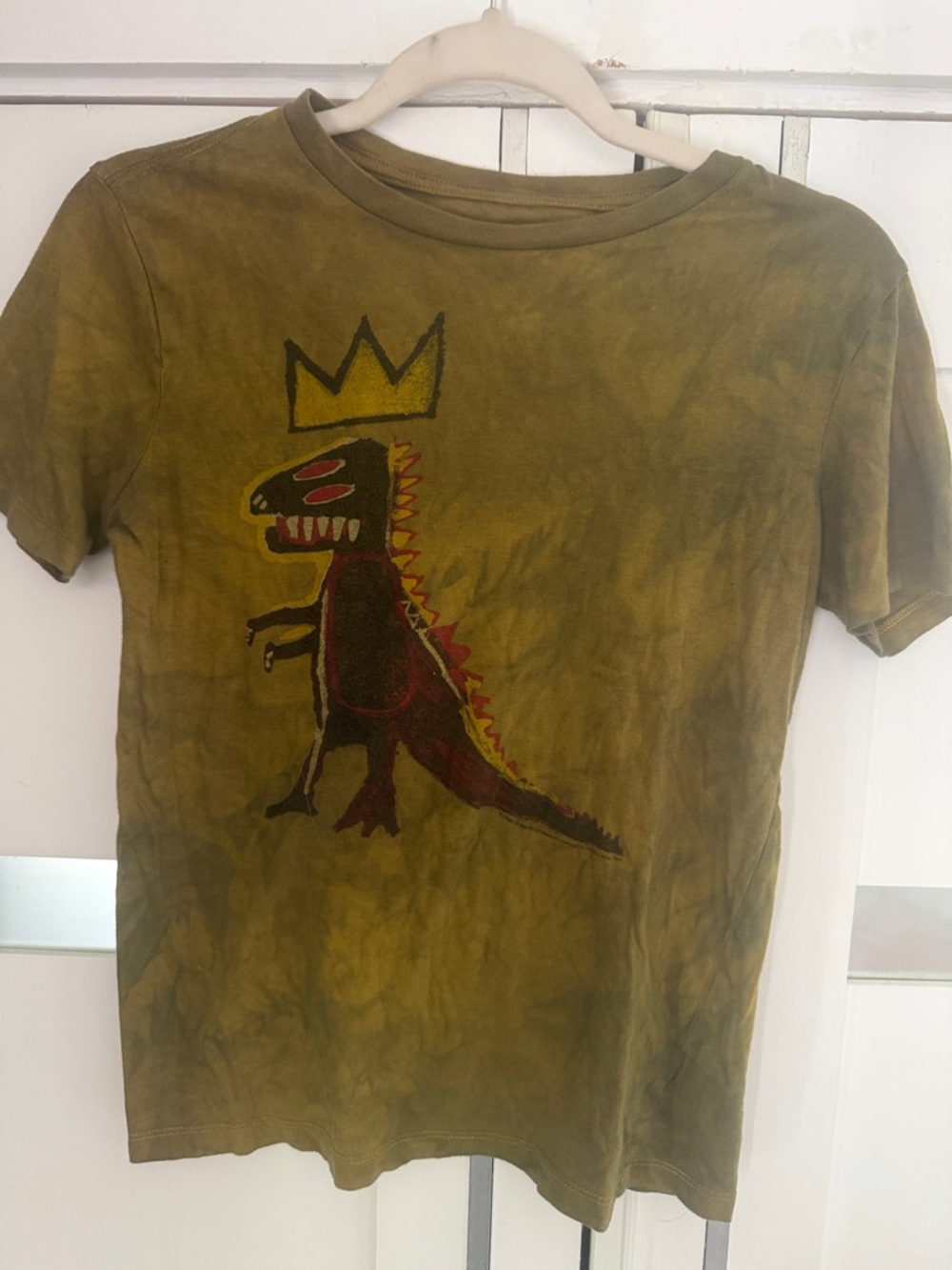 Jean-Michel Basquiat Art Graphic Olive Green Tee S with Free Shipping! 💌